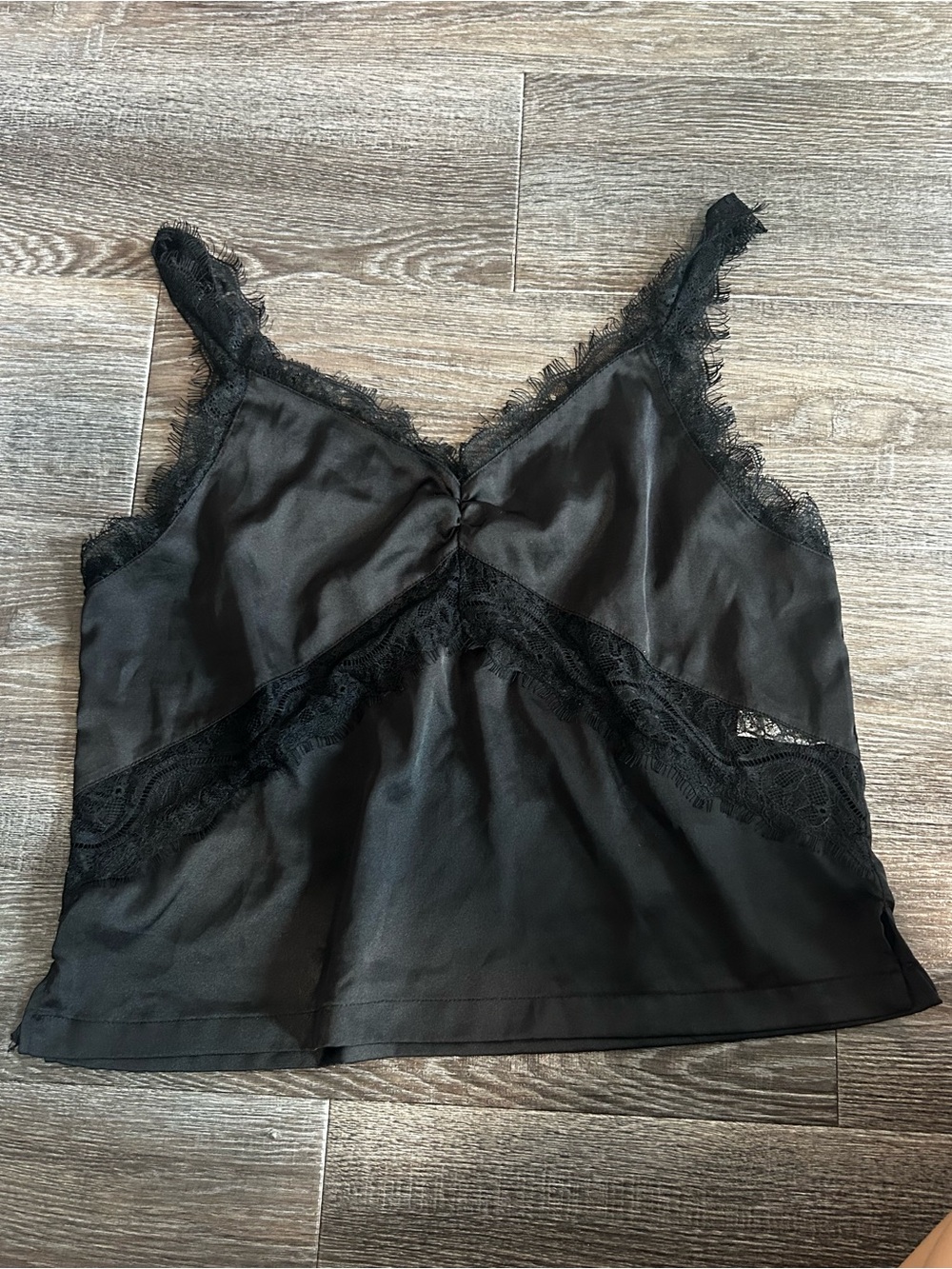Forever 21 Black Lace Trim Satin Cami